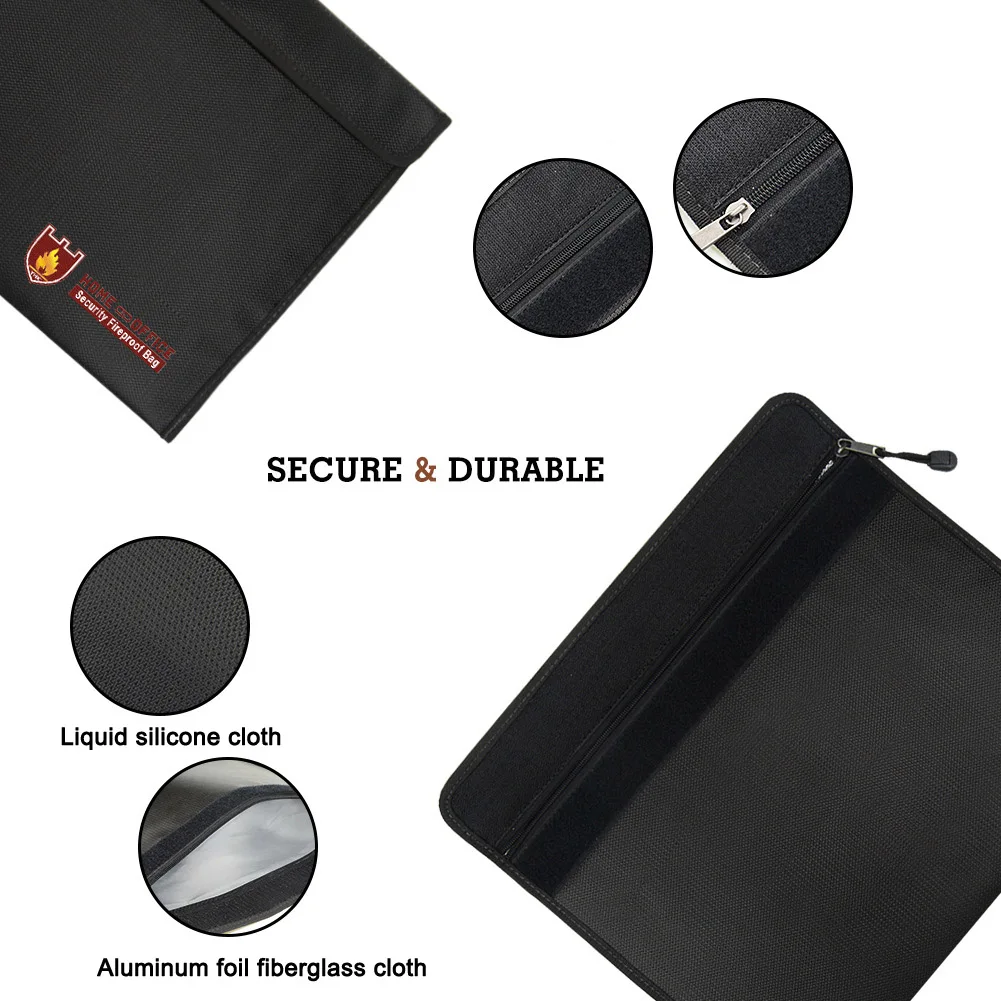 

Fireproof Document Bag Waterproof Fire Resistant Pouch for Files Money Documents LXY9
