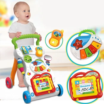 

Multifunctional Walker Toddler Trolley Sit-to-Stand ABS Musical Walker with Adjustable Screw for Toddler Car Toys for Children