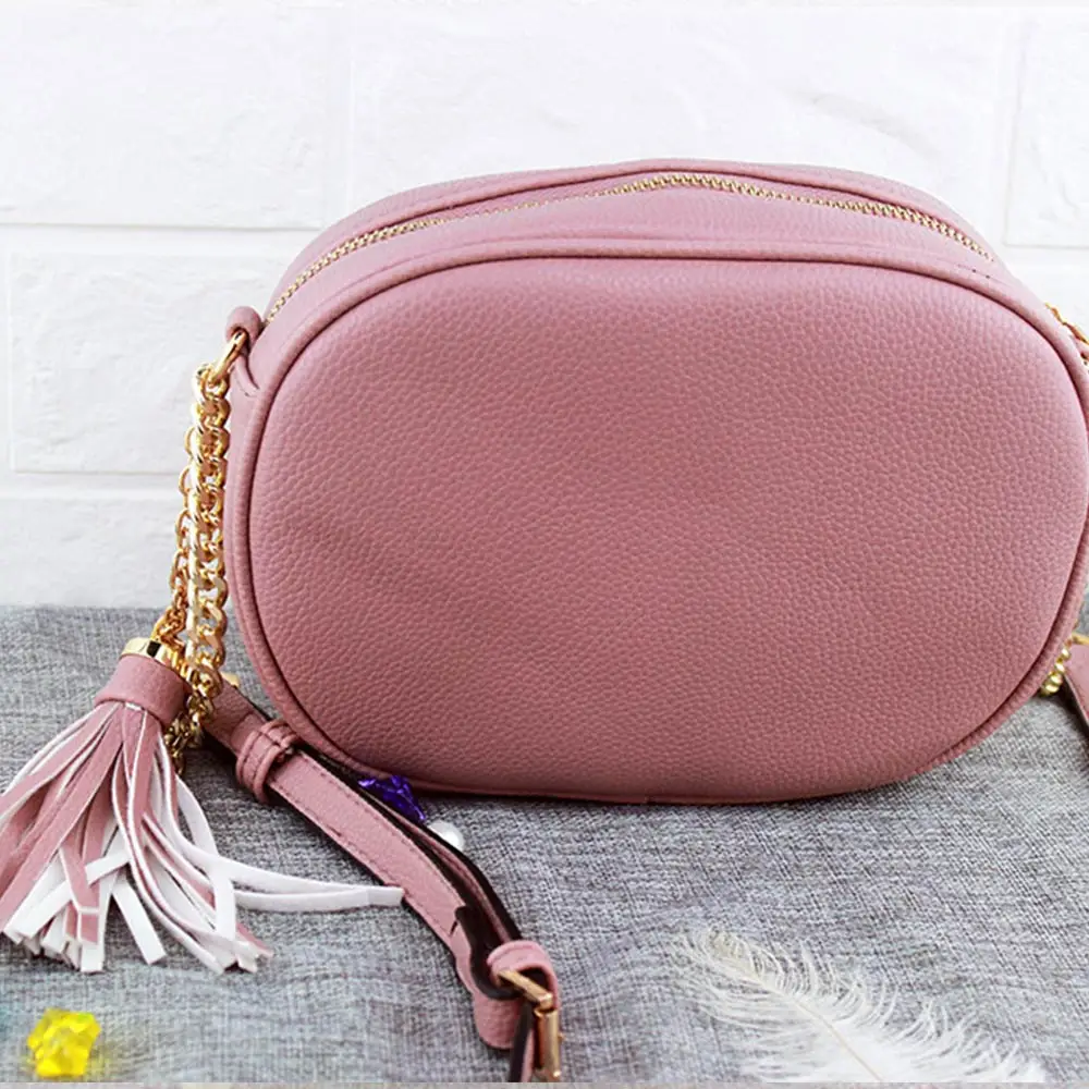 Fashion Round bag New PU Leather Ladies Casual Tote Handbags Women Messenger Bags Crossbody Shoulder Bag - Color: Pink