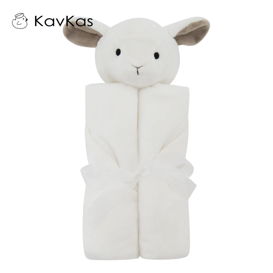 Детское одеяло Kavkas 76*76 см из кораллового флиса зимнее коричневое с мишкой для