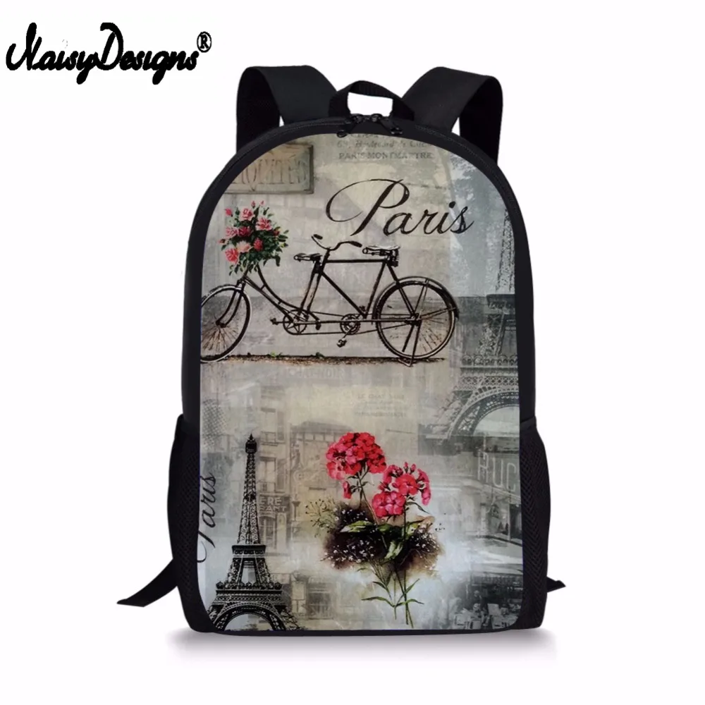 

Hot Sale School Bag Mochila Backpack Paris Eiffel Print Rucksack Custom For Middle School Supplies Women Bags Men Zipper Laptop