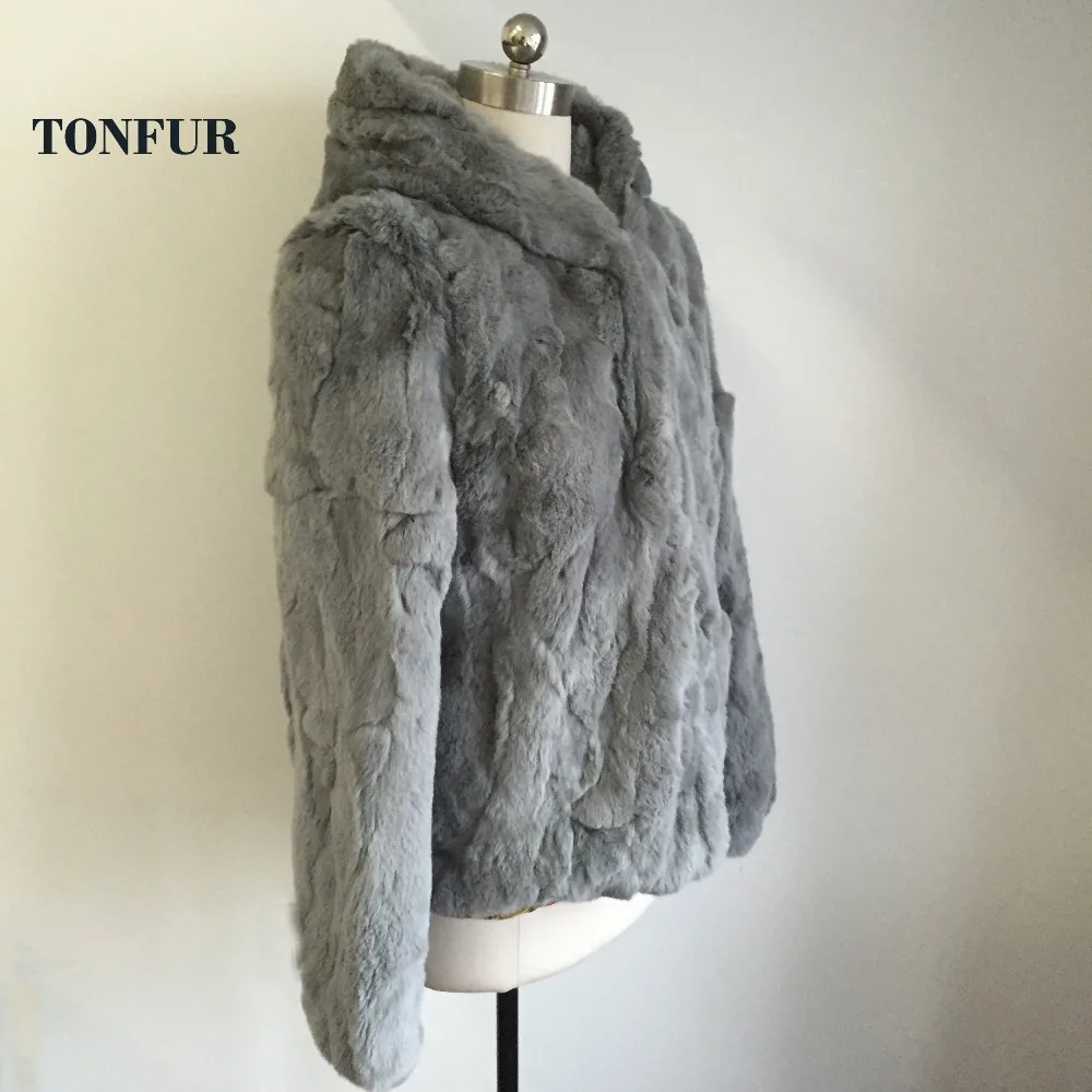 Factory Wholesale Natural Rex Rabbit Fur Overcoat Customize Plus Size