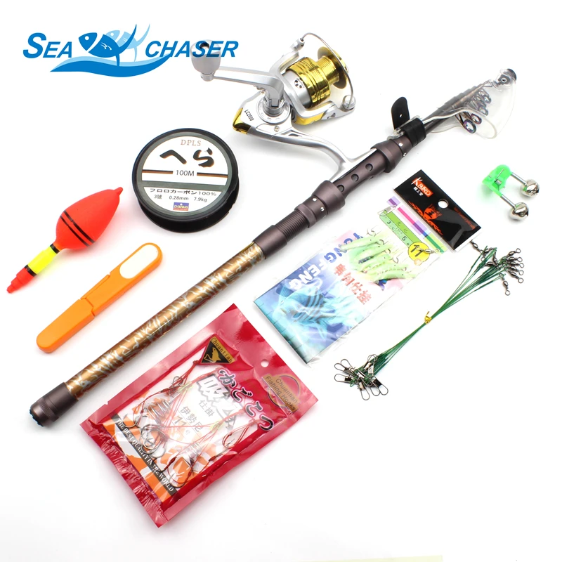 

NEW 1.8M-3.6M Carbon Telescopic Rod and 8BB Reel Set Fishing Rod Carp Spinning fishing fish Tackle pole Free shipping