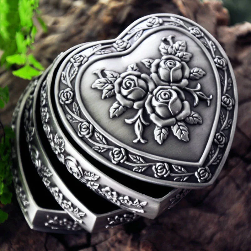 3 Layers Retro Jewelry Box European Korean Ring Box Princess Earrings Bracelets Necklaces Organizer Zinc Alloy Storage Box