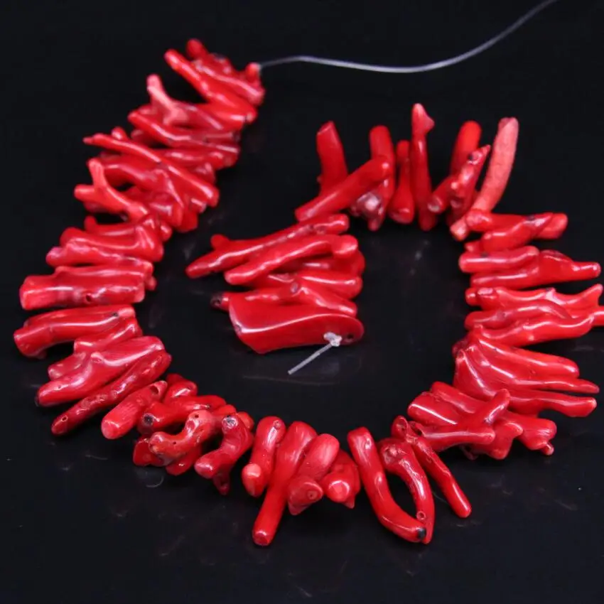 

15.5"strand Top Drilled Red Bamboo Coral Branch Beads,Natural Coral Pikes Tribal Loose Beads Necklace Jewelry Supplies