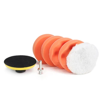 

6pcs 4 Inch Car Beauty Wax Polishing Disc Sponge Wheel Self-Adhesive Polishing Pad Buffing Buffer Waxing Sponge Pad Kit