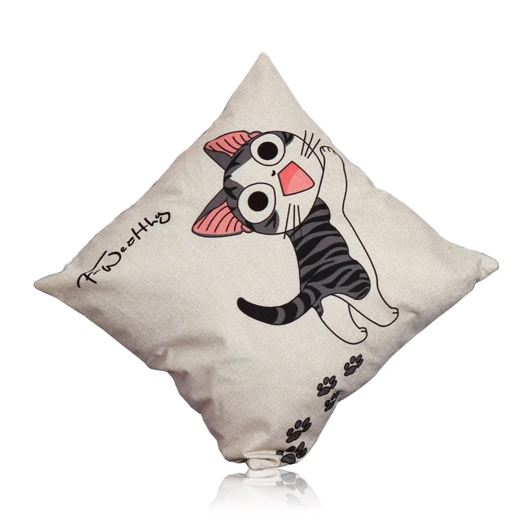 New Mini Cute Pillow Emoji Emoticon 18&quot Decorative Throw Case Cover Cotton Linen Chi's Sweet Home Naughty Cat | Дом и сад