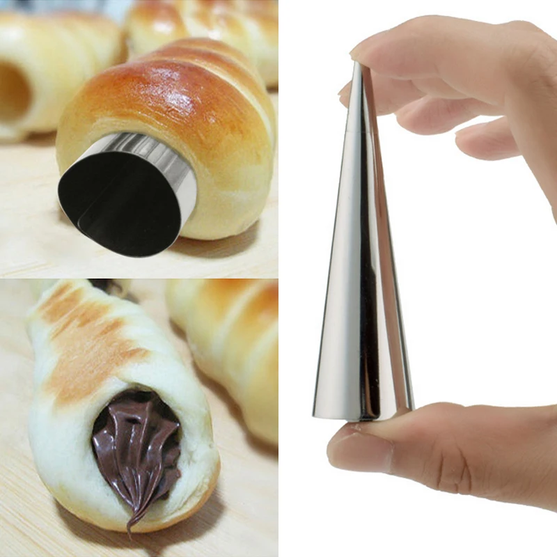 

Hot 3PCS/Set Practical Cone Shape Stainless Steel Croissant Maker DIY Danish Spiral Pipe
