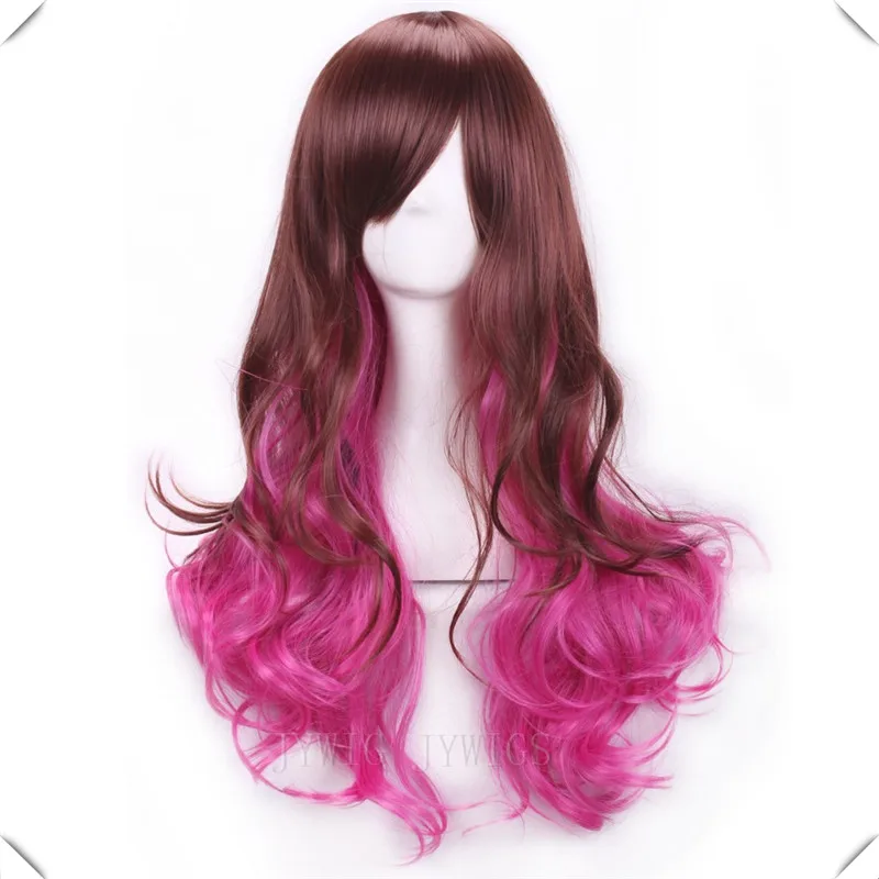 

Wine Red Brown Harajuku Anime Cosplay Lolita Wig  Costume Party Hair Long Wavy  Synthetic Wigs 1PCS