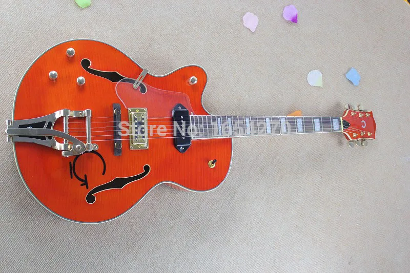 Free shipping Guitars Left Handed gretsch JAZZ 6120 Bigsby Vibratone Tremolo Falcon Single Cutaway Electric Guitar   150621