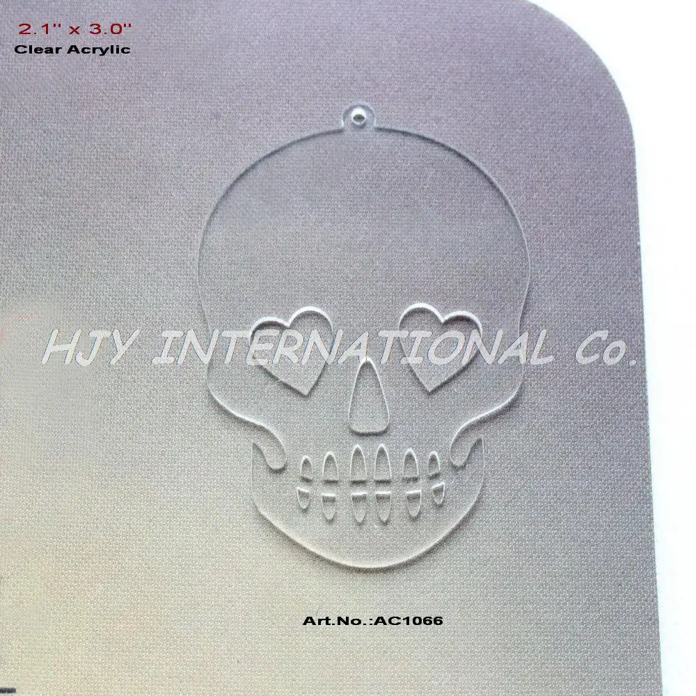 

(6pcs/lot) 76mm Blank Clear Acrylic Skull Pendants Laser Cut Save the Date Halloween Necklace 3"-AC1066