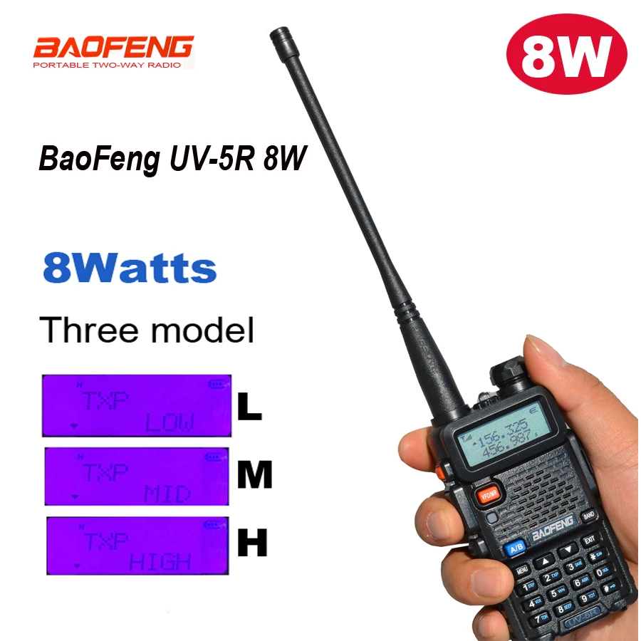 

New 8W Baofeng UV-5R Walkie Talkie two way communicator Transceiver FM UV5r VHF UHF Portable Radio Station high power