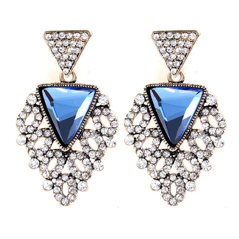 

MIARA.L Triangle Ear Nail Blue Crystal Eardrop Alloy Earrings Hot Sale Tong Jewelry for Wholesale