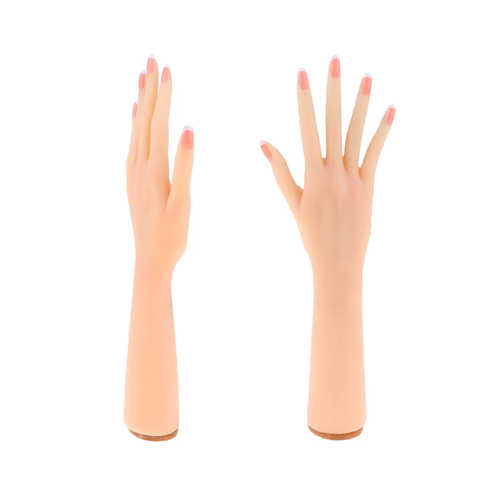 1 Pair 1:1 Silicon Female Hand Model Nail Art Practice Bracelet Jewelry Display  Massage Medical Cosmetology Left & Right