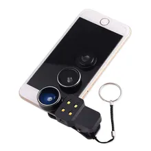 4in1 Kit LED Filling Light Flash with Wide Angle Macro Fisheye Lens Mobile Phone Lenses For