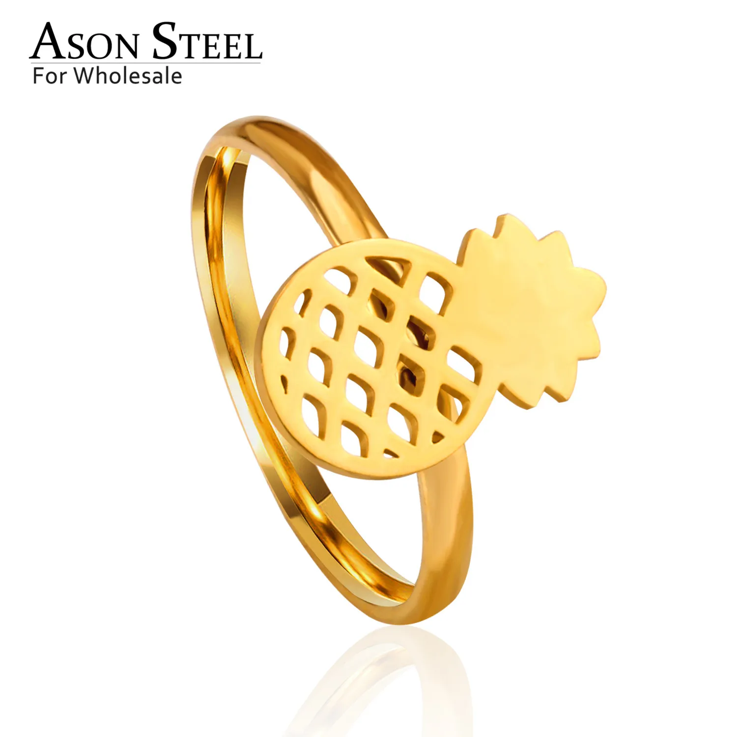 Женские обручальные кольца ASONSTEEL позолоченные из нержавеющей стали с ананасом
