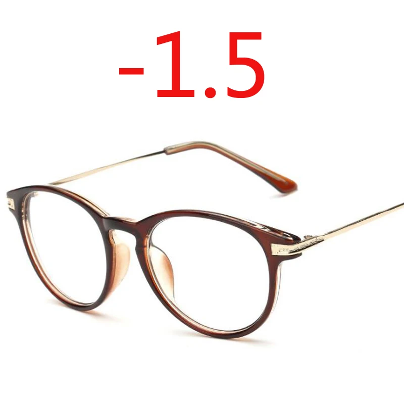 Коричневая оправа, очки для близорукости, модные черные очки для близорукости, женские и мужские-50-100-150-200-250-300-350-400-450-500-600 - Цвет оправы: Brown myopia 150