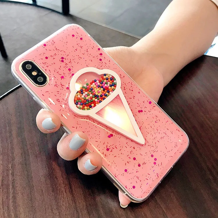 3D динамический мороженое чехол для Iphone X Модный сверкающий яркий задняя крышка Прекрасный мультфильм чехол для Iphone 6 7 8 плюс