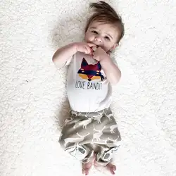 Новый 2016 мода baby boy одежда набор хлопок мультфильм с коротким рукавом футболка + брюки детская одежда 2 шт. костюм девочка одежда набор