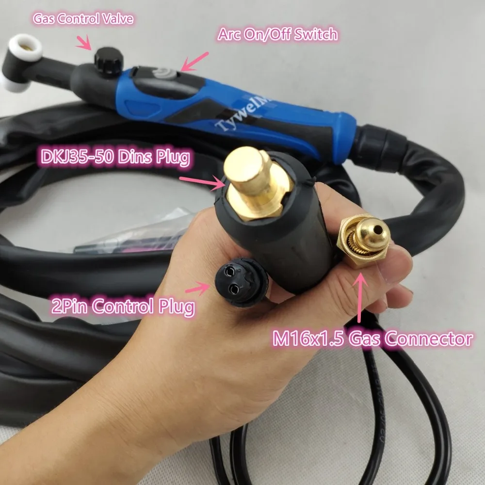 WP26V TIG Torch GTAW Gas Tungsten Arc Welding Torch A-200 Valve Argon 4m 13ft Air Cooled Torch of 1