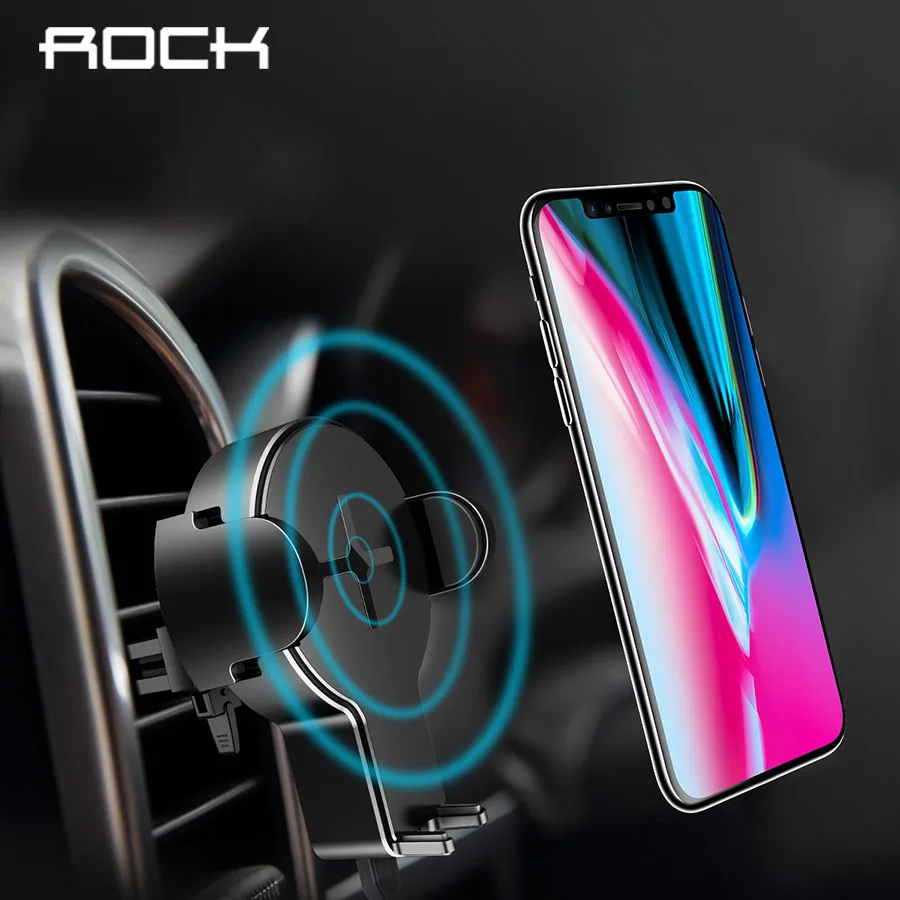 ROCK QI Original Wireless Car Charger, Phone Stand For iPhone 8 X Samsung Galaxy S8 Note 8 Plus