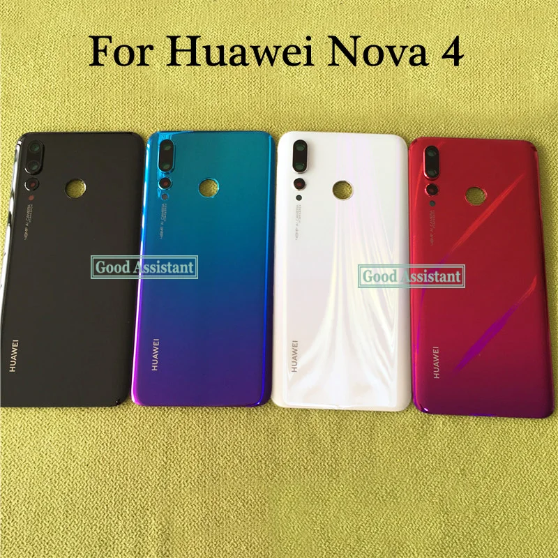 Original 6.4 inch For Huawei Nova 4 VCE-LX2 VCE-L22 Back Battery Cover Door Housing case Rear Glass lens parts Replacement