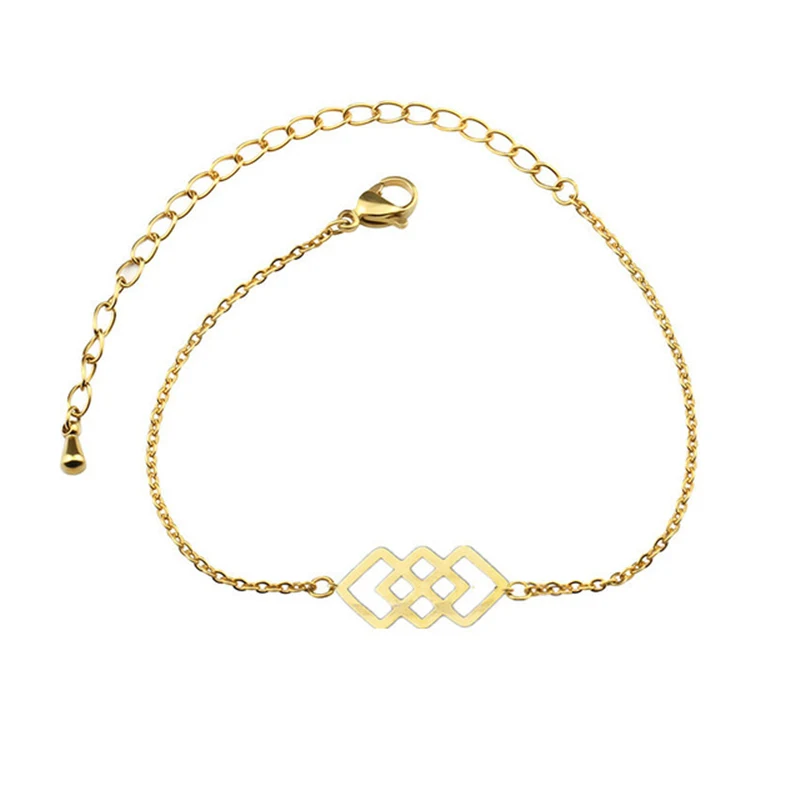 

Wholesale 3 Open Triple Square Bracelets For Women Silver Bileklik Stainless Steel Chain Bracelet Female Christmas Jewelry