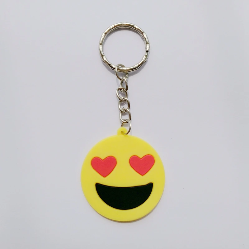 New Cartoon Expression Key ring PVC Soft Smiling Face Keychain Emoji