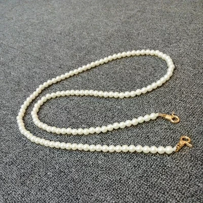 DIY Round Imitation Pearl Bead Replacement Chain Strap 4pcs Purse Chain Strap Replacement with Metal Buckles and 1pcs Pearl Key Chain