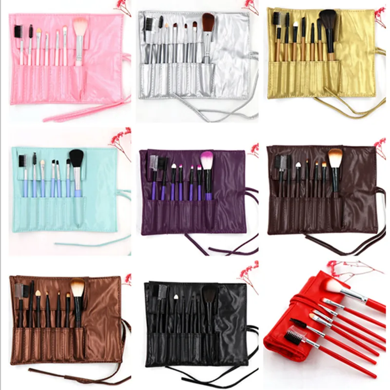 

FLD002 7Pcs/set Makeup Brushes Set Kits Cosmetic Make Up Tool Leather Bag Portable Make up Brushes Eyeshadow Foundation Brush