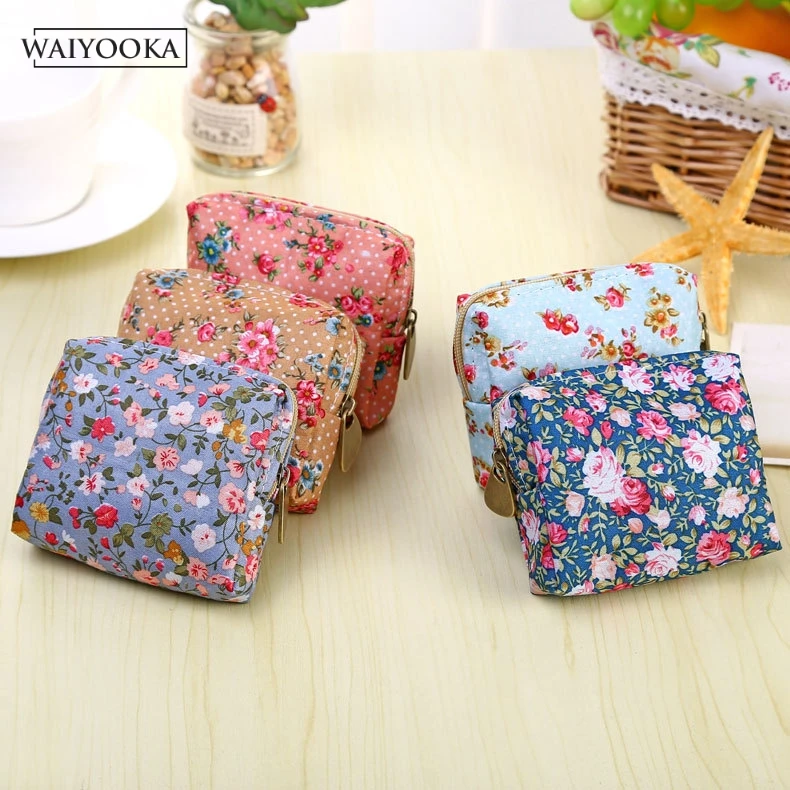 

Fashion Style Floral Coin Purse Woman Small Wallet Mini key Storage Bag Card Organizer Case Earphone Phone Charger Storage Box
