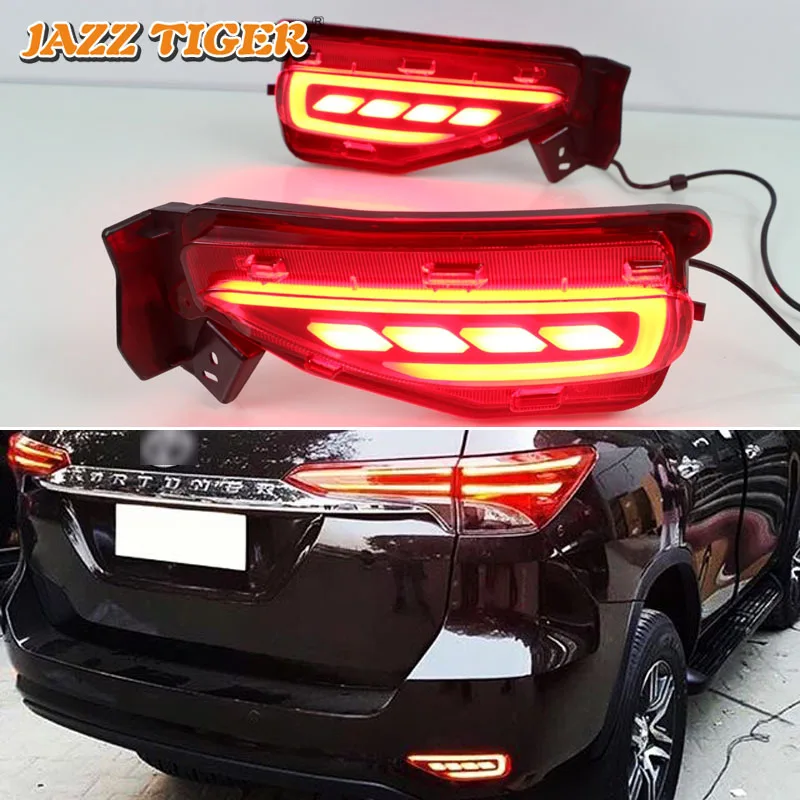 

JAZZ TIGER 2PCS Car LED Rear Fog Lamp Brake Light Turn Signal Light Bumper Decoration Reflector For Toyota Fortuner 2015 - 2017
