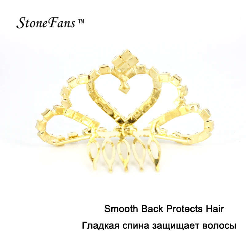 Корона для волос StoneFans в форме сердца принцессы женщин корона конкурса золотые
