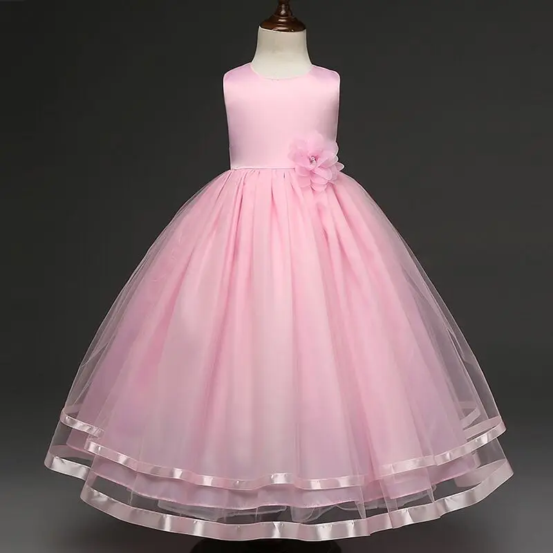

EMS DHL Free shipping little girls princess Dress Prom Party Dress Sorsage Sleelvess bosom Dress 4-10Y Valentine's Day Dress