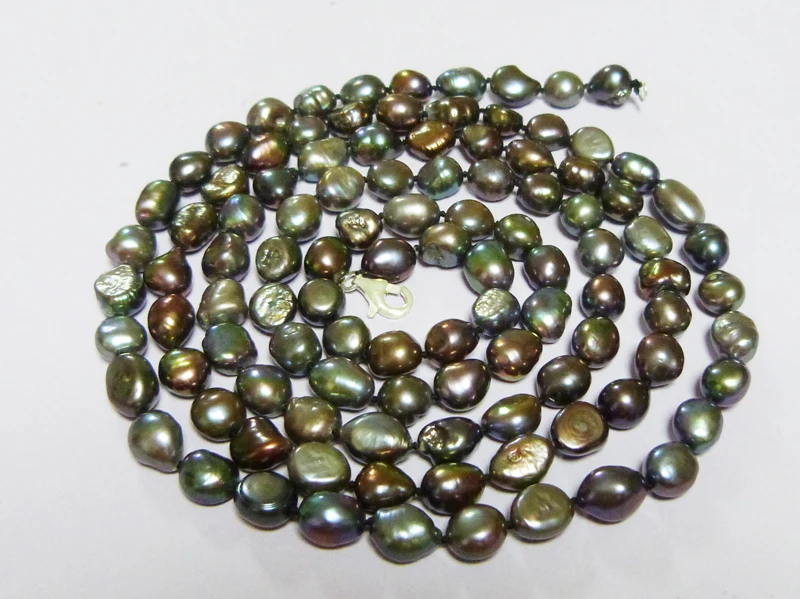 120CM 100% genuine freshwater  baroque black pearl necklace