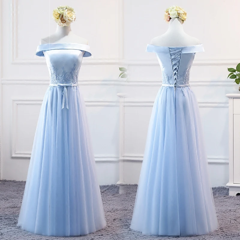 Женское длинное платье с вышивкой коротким рукавом на весну 2019|blue bridesmaid dress|bridesmaid