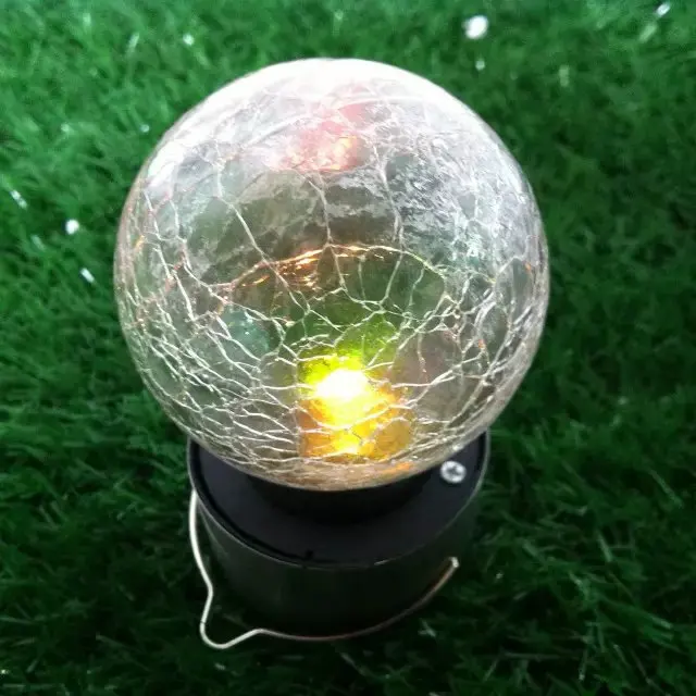 Chiclits LED Solar Powered Glass Ball Lamp Crack Solar Hanging Crackle Ball Light for Garden Decoration Night lighting (4)