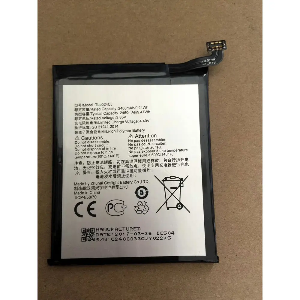 Высококачественный аккумулятор 2460 мАч TLP024C1/TLP024CJ для смартфонов Alcatel A3 OT 5046/Shine Lite