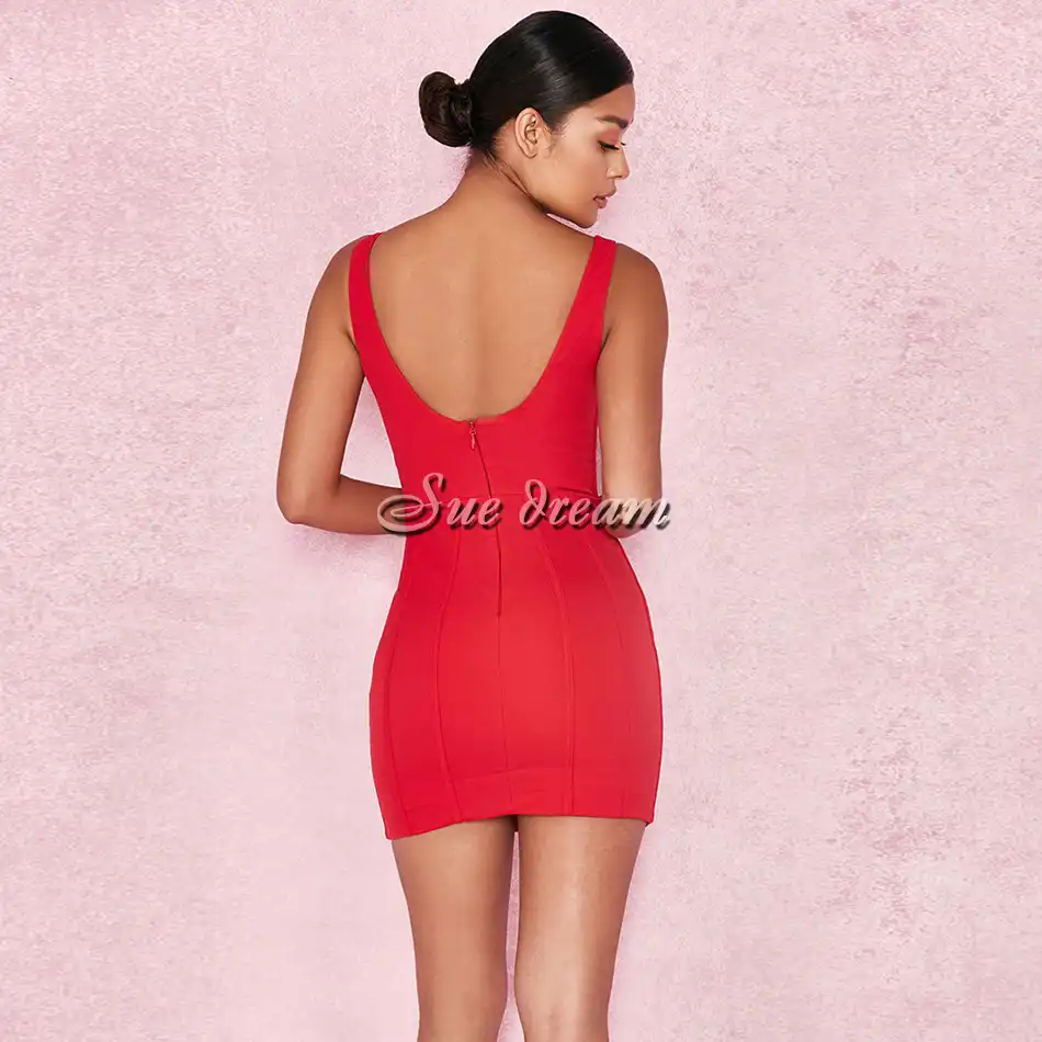 Red Strapless Bandage Dress