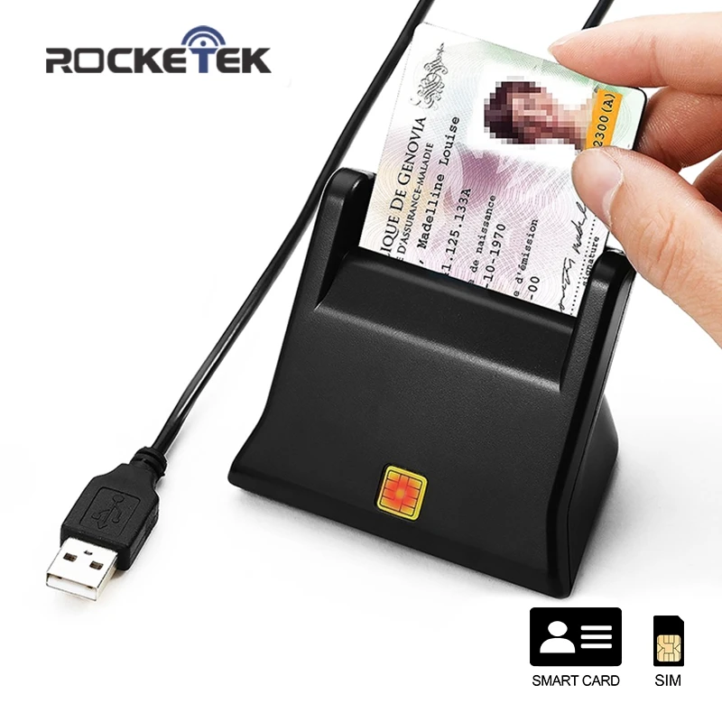 Rocketek USB 2.0 Smart Card Reader CAC ID,Bank card,sim card cloner connector...