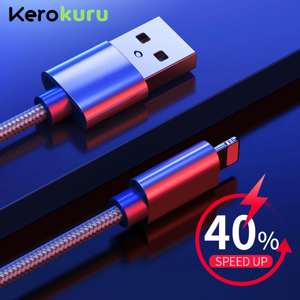 

Kerokuro 2.4A USB Charging Data Cable For iPhone X 7 6 8 6S 5S Plus XS MAX XR For Apple iPad Mini IOS 12 Fast Charge Cables 1M