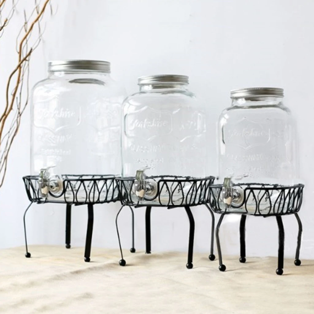  Vintage Metal Storage Organizer Round Stand Jars Drinks Beverage Options Dispenser for Party Bar Pu