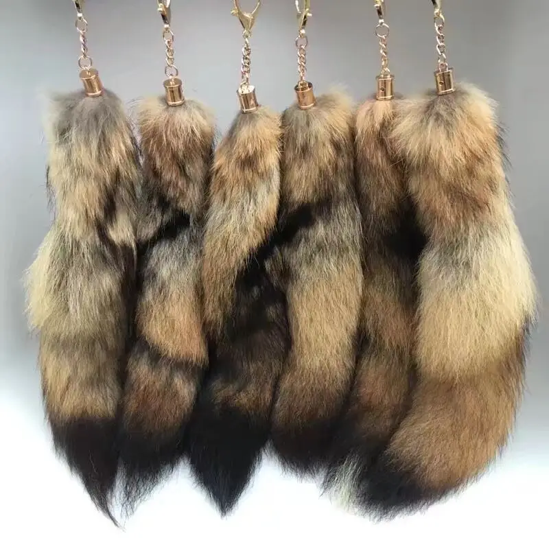 Wolf Tail keychain Chaveiro 35cm Large Real Fur keychain Red Wolf Tail