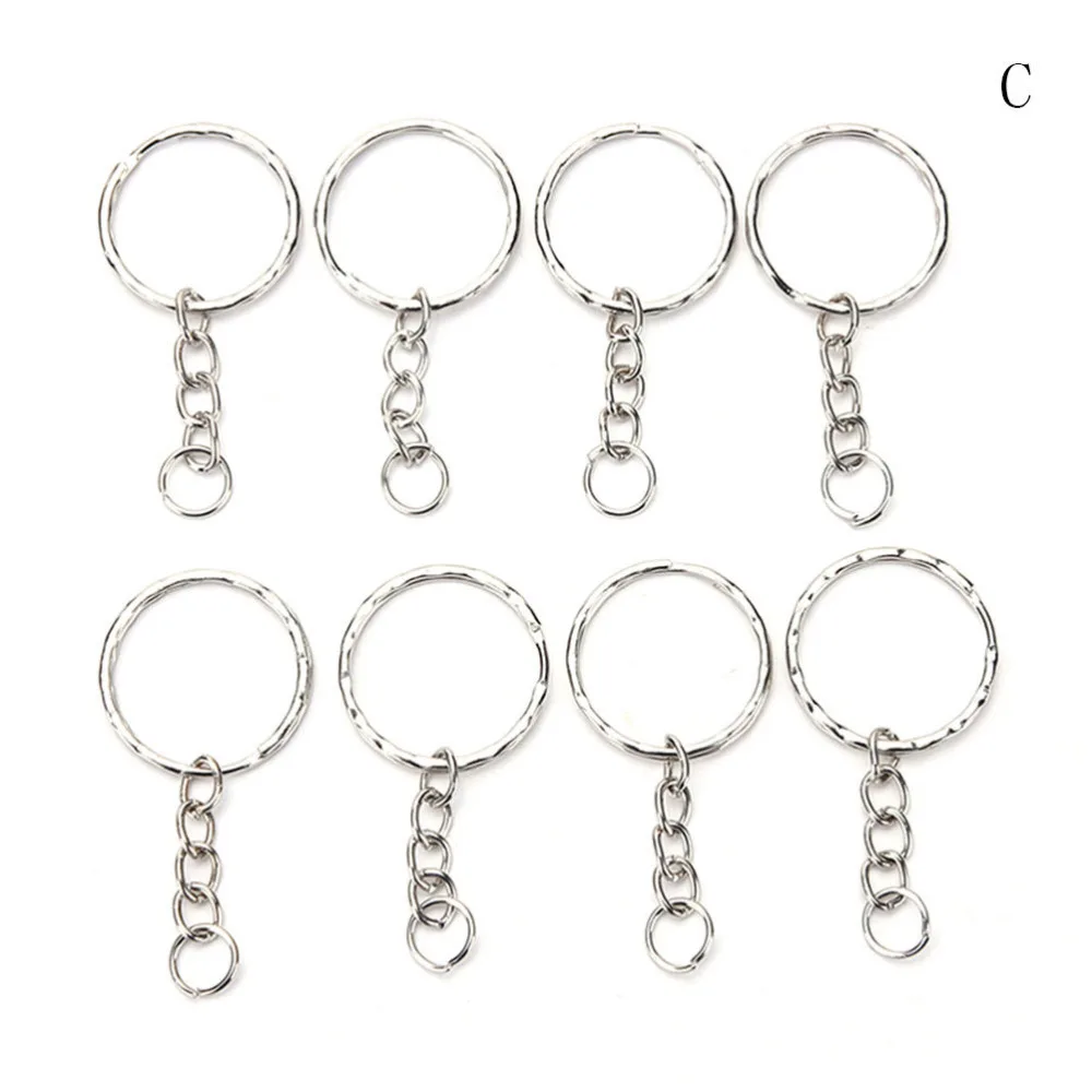 100 Pcs/Set Silvery Key Chains Stainless Alloy Circle DIY 25mm Keyrings Jewelry Keychain Key Ring