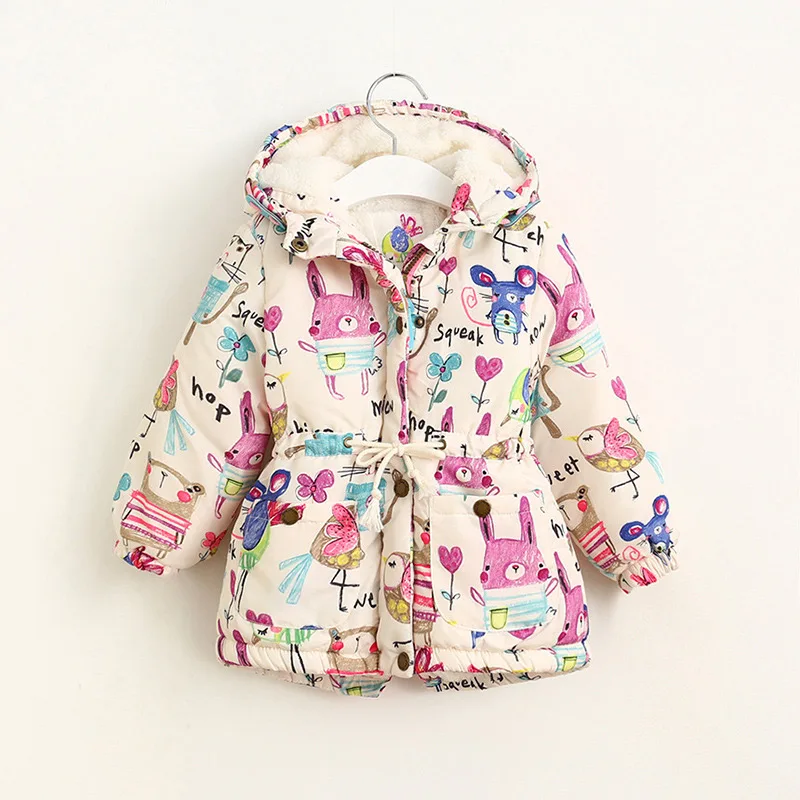 Jaquetas para Meninas Cabolsas com Capuz Roupas do Bebê Novo Outono Inverno Crianças t Graffiti Parkas Bebê Meninas Quente Outerwear 1-7 7 1-7 t graffiti parkas casacos com capuz