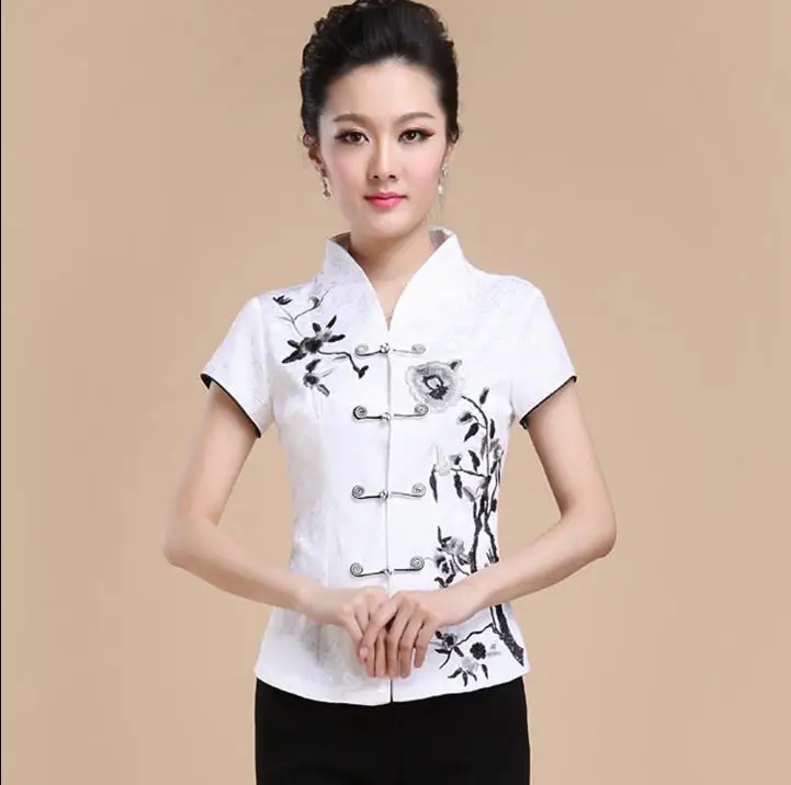 

Traditional Chinese women shirt Women blouse Summer tops Embroidery Tang shirt