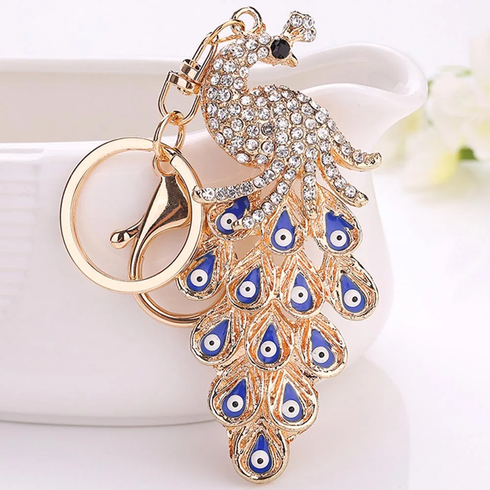 Trendy Peacock Keychain Key Holder For Women Handbag Charms Car Trinket