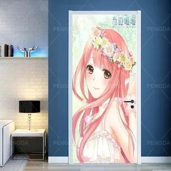 

Simple European Door Stickers Anime Girl Poster Waterproof Home Decor Canvas Print Picture For Living Room Bedroom Renew Decal
