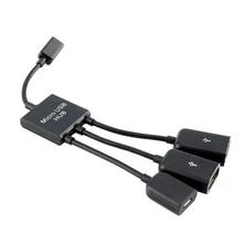 3 в 1 микро usb-хаб штекер Женский двойной USB 2,0 адаптер хоста OTG кабель конвертер удлинитель универсальный для мобильных телефонов