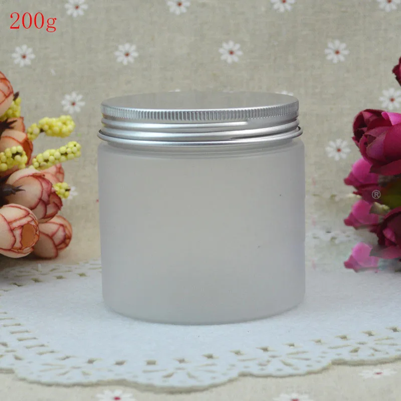 Download (50pcs) 200g empty transparent frosted plastic jar 200cc Large diameter cosmetic cream jar ...